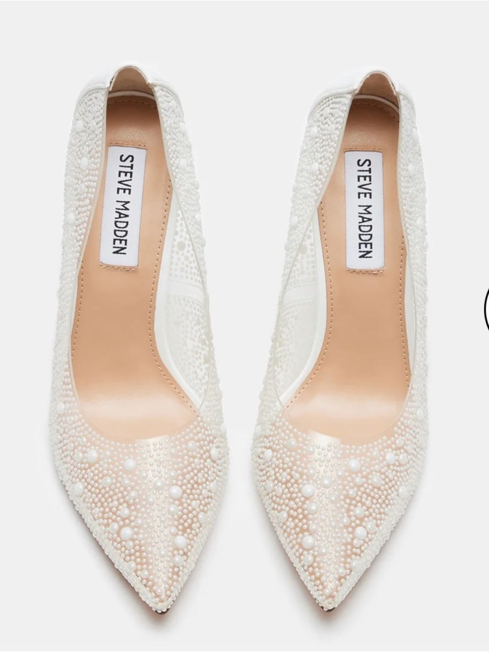 STEVE MADDEN EVELYN HEELS CLEAR WITH PEARLS SIZE 7.5